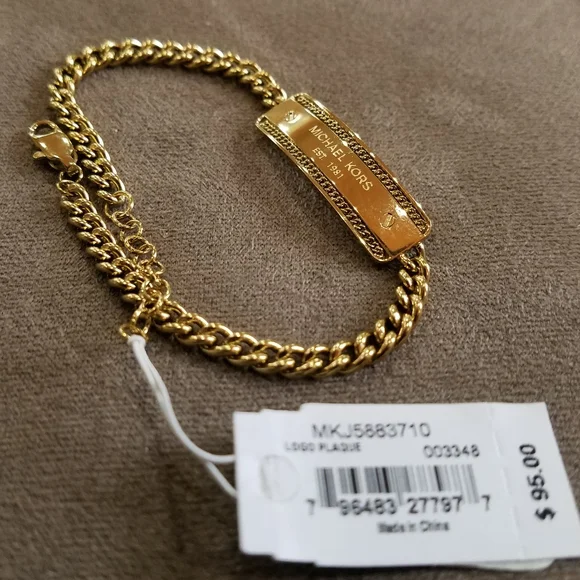 Michael Kors Bracelet Logo Plaque Chain Link Rose Gold Plate Stainless Steel NWT - Picture 9 of 15